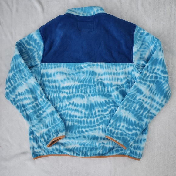 LANDS END Men's Blue Tie-Dye Snap Pullover Fleece Multicolor Size Large‎ Cozy - Picture 4 of 9
